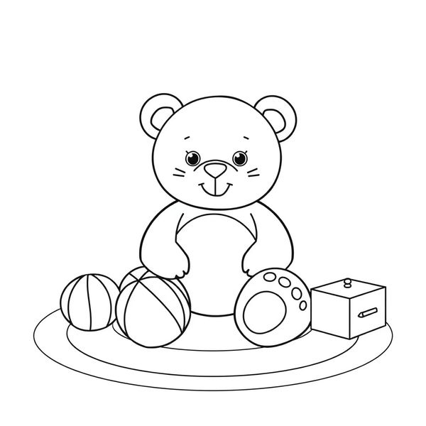 Strona kolorowanki — Miś i dywan