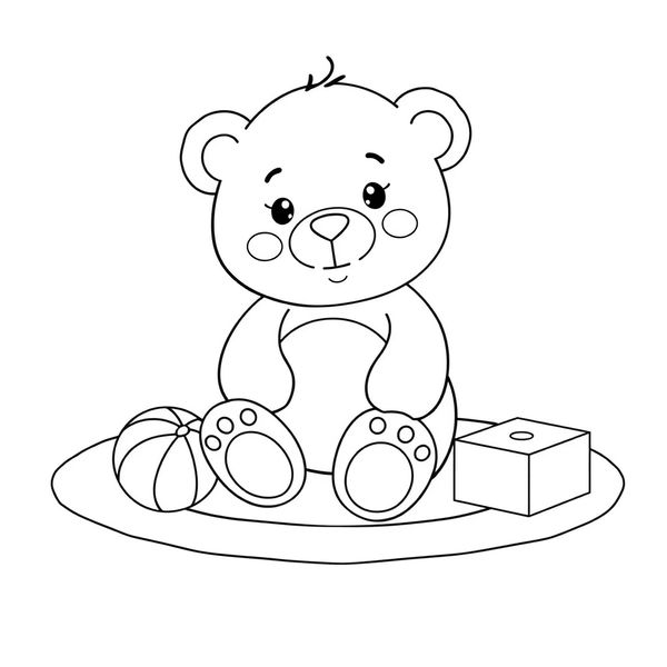 Strona kolorowanki — Miś i dywan