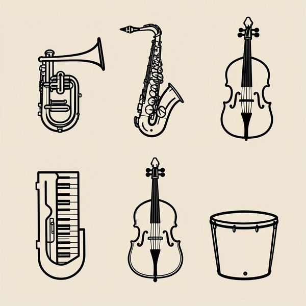 Karty do gry: instrumenty w wersji konturowej - Szablony - Międzynarodowy Dzień Jazzu