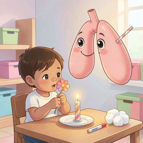Ilustracja edukacyjna: Małe płuca — scena z dzieckiem - Materiały - Światowy Dzień Astmy