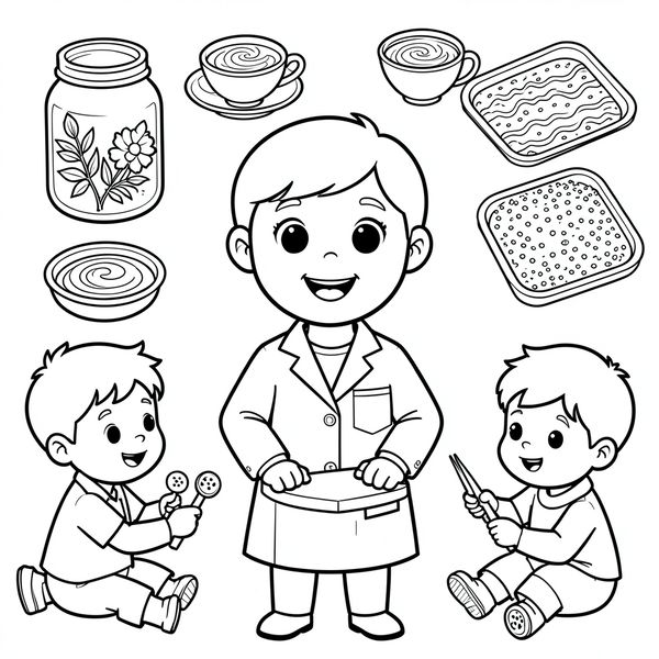 Kolorowanka: farmaceuta i stacje sensoryczne - Kolorowanki - Dzień Farmaceuty