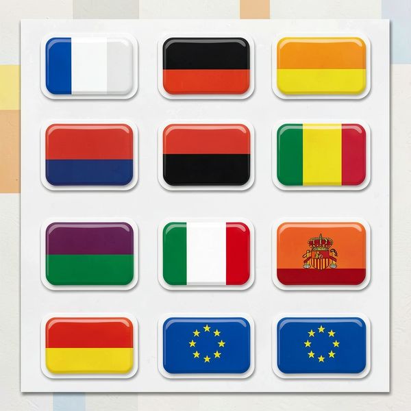 Naklejki i małe kartki z flagami — pamiątki - Szablony - Unia Europejska