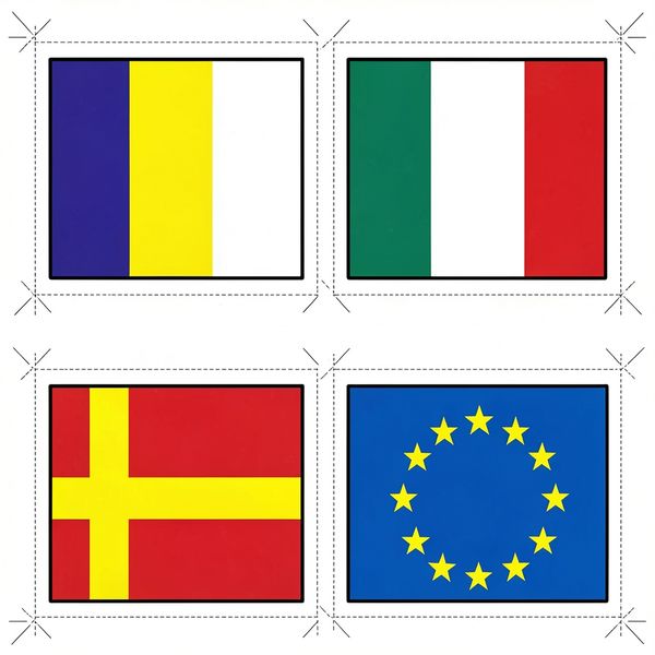 Arkusz z przykładowymi flagami (grid) - Szablony - Dzień Europy