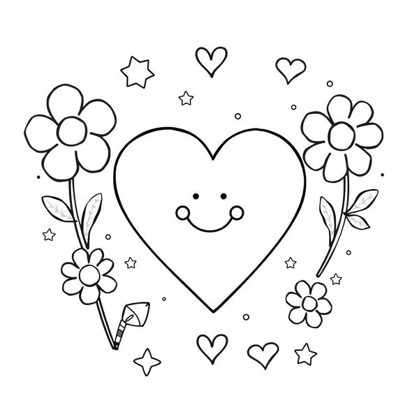 Kolorowanka — serduszko z prostymi motywami