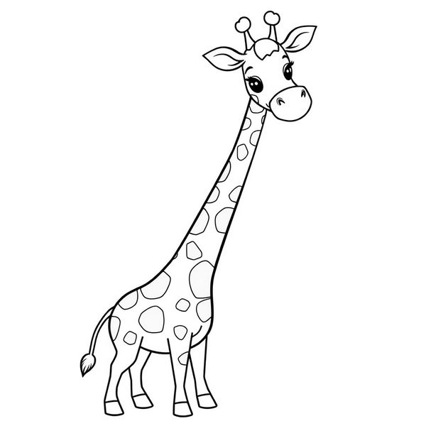 Kolorowanka: żyrafa z dużą szyją i plamami