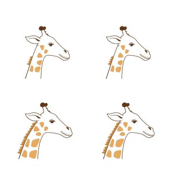 Szablon: sylwetki głów żyrafy do dopasowywania szyi