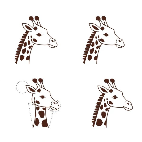 Szablon: sylwetki głów żyrafy do dopasowywania szyi