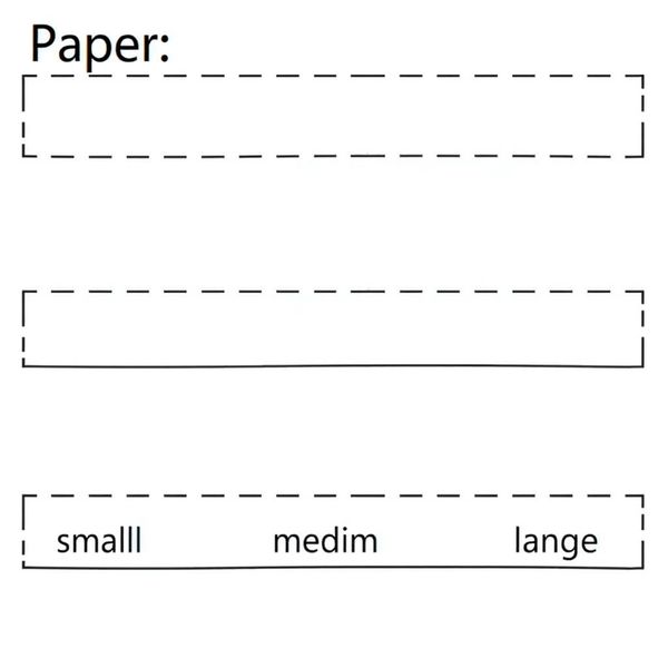 Szablony papierowych pasków różnej długości (szyje)