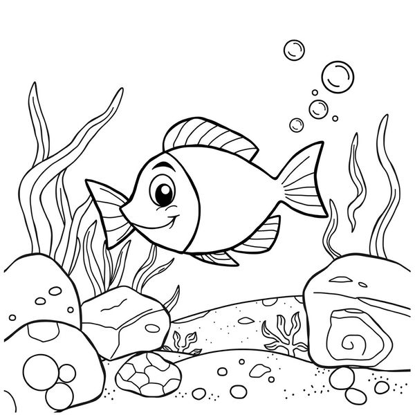 Kolorowanka: Rybka i jej środowisko