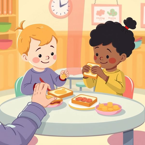 Ilustracja zajęć — budowanie kanapek (bez realistycznych twarzy) - Materiały - Dzień Klocków LEGO