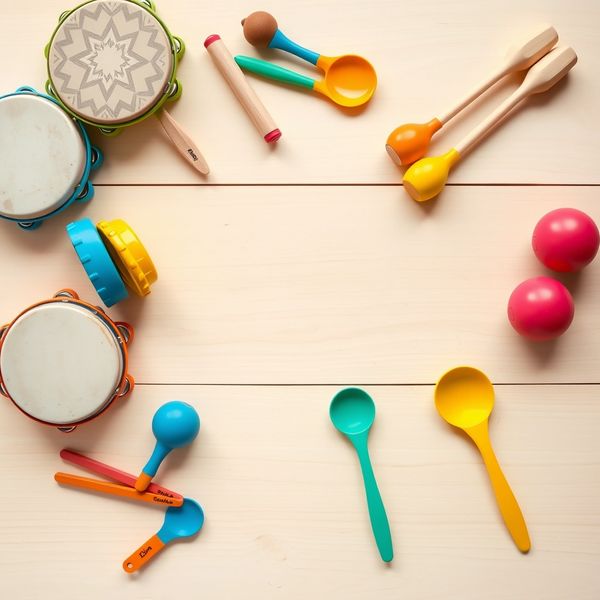 Zestaw małych instrumentów perkusyjnych (flat lay)