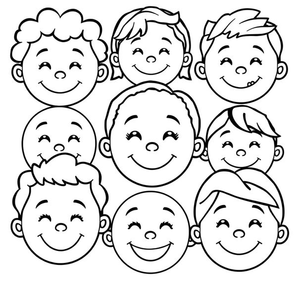 Kolorowanka: Różne uśmiechy