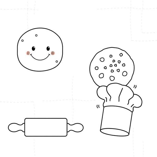 Kolorowanki: bułeczka, ciasteczko, wałek