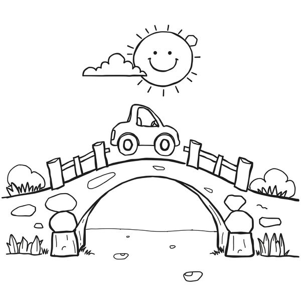 Kolorowanka — most i samochodzik
