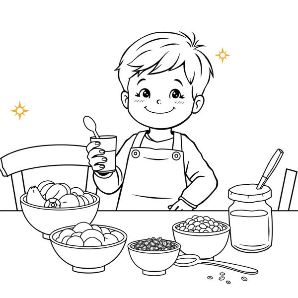 Kolorowanka — Mały chemik z kubeczkiem