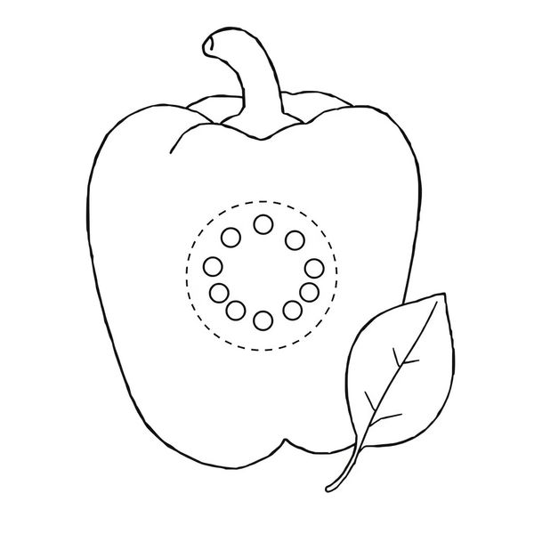 Kolorowanka papryki z miejscem na nasiona i liść