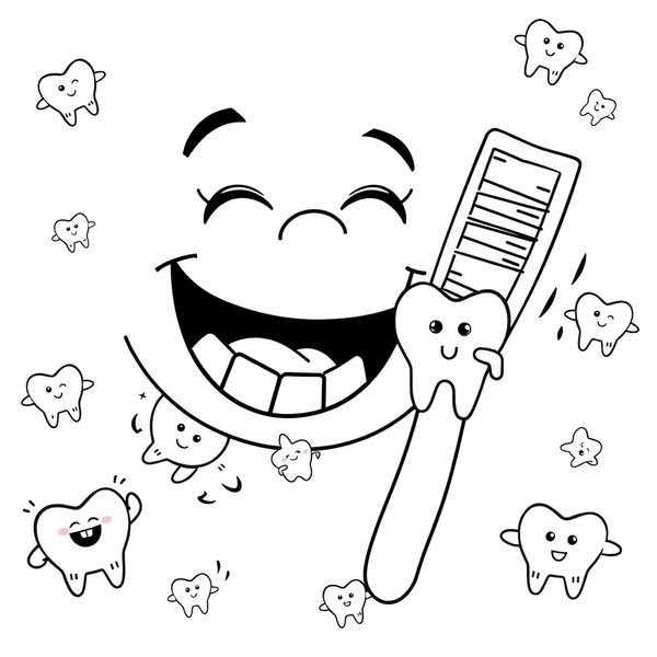 Kolorowanka: Uśmiech i szczoteczka