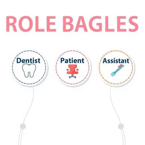 Szablony identyfikatorów ról: Dentysta, Pacjent, Asystent