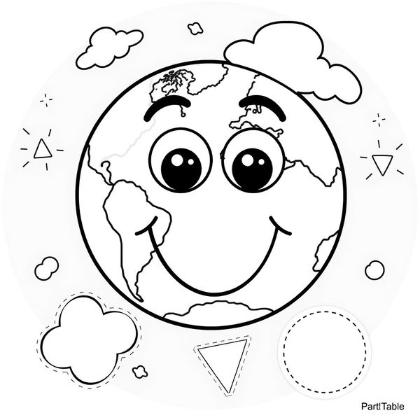 Szablon pracy plastycznej 'Uśmiechnięta Ziemia' — papierowy talerzyk