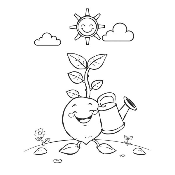 Kolorowanka: Sadzonka i słońce