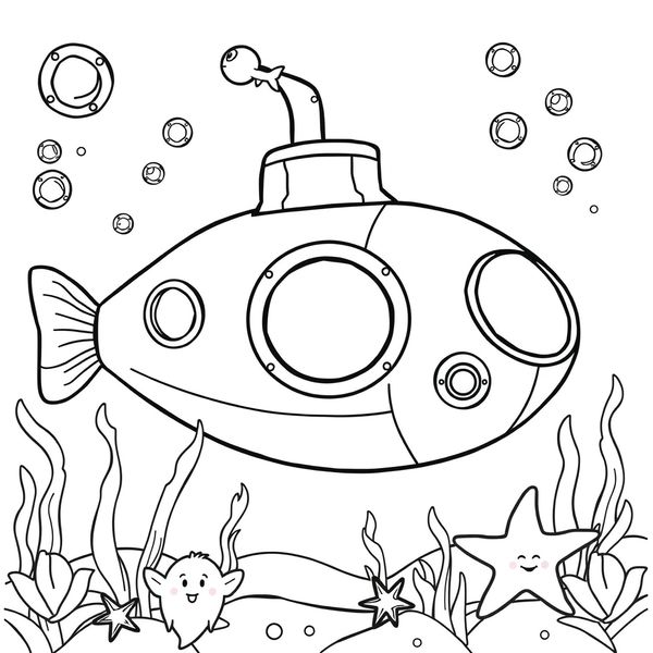Kolorowanka: Mała łódź podwodna