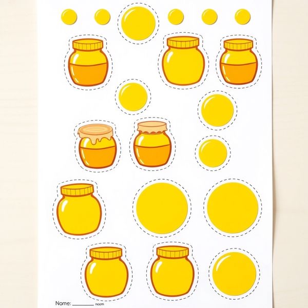 Arkusz naklejek — małe słoiczki miodu (szablon)