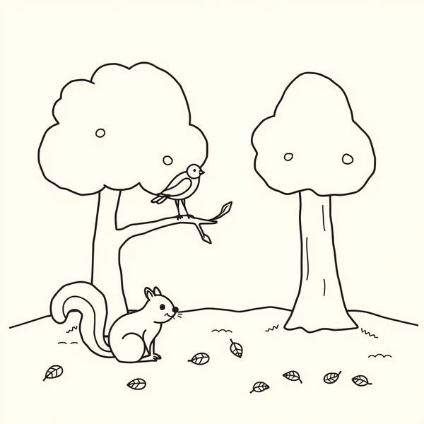 Strona do kolorowania: prosty las