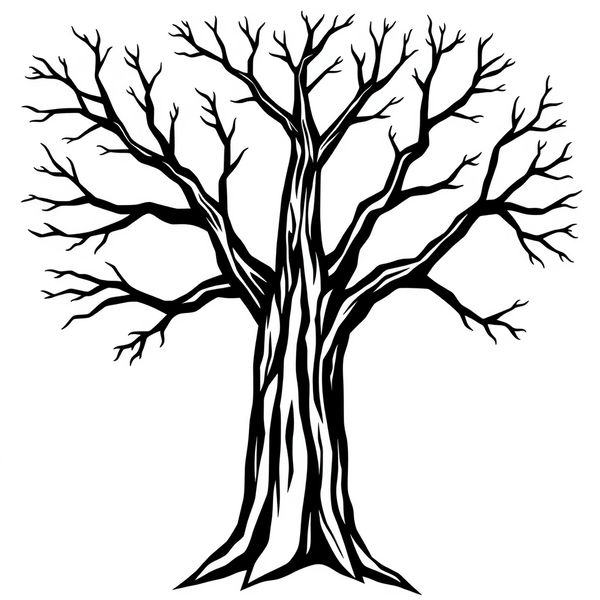 Szablon pnia drzewa (brystol) — kontur do malowania paluszkami