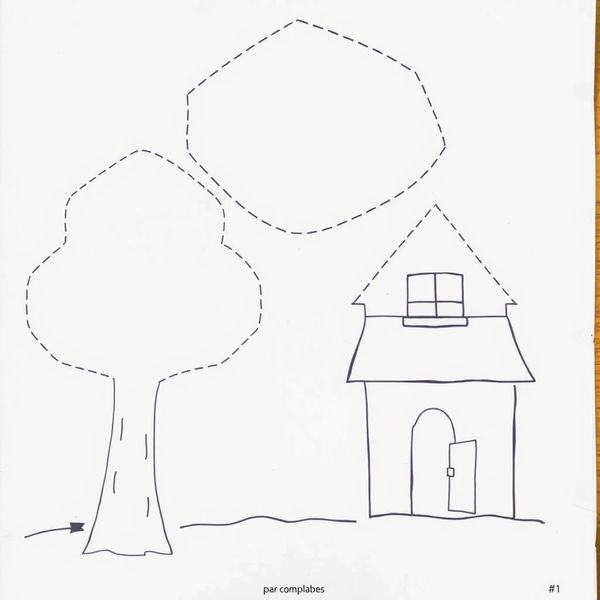 Szablony rekwizytów z papieru — drzewo i domek