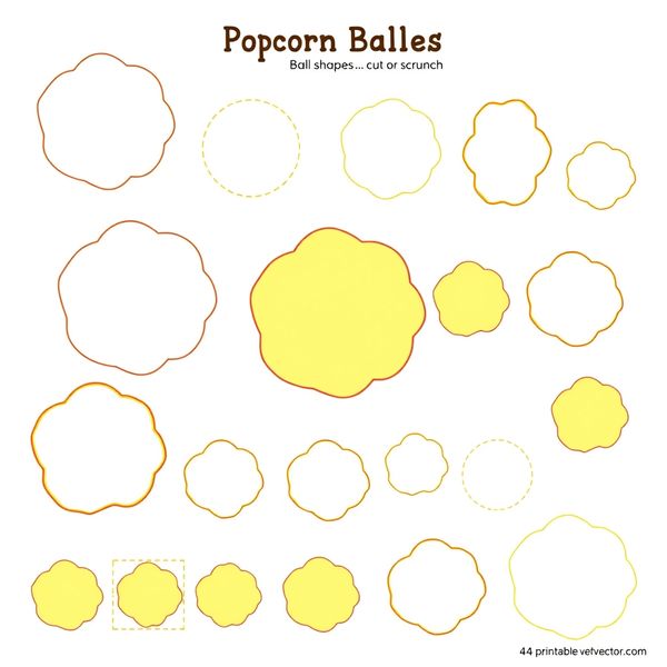 Szablony kuleczek popcornu (żółte i białe)