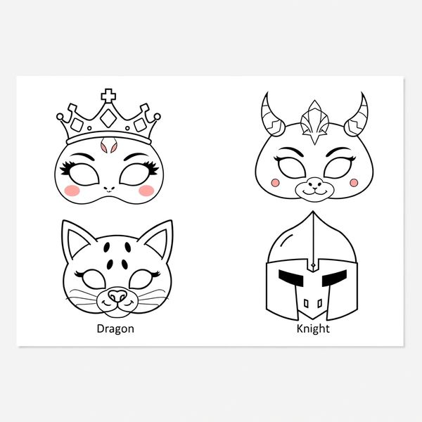 Szablony masek - arkusz do druku (4 maski)