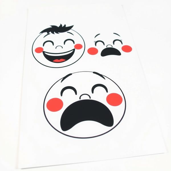 Zestaw kartoników z buźkami (radość, smutek, zdziwienie)