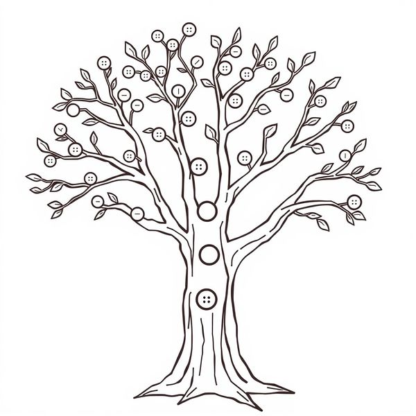 Szablon: Drzewo guziki (do przyklejania)