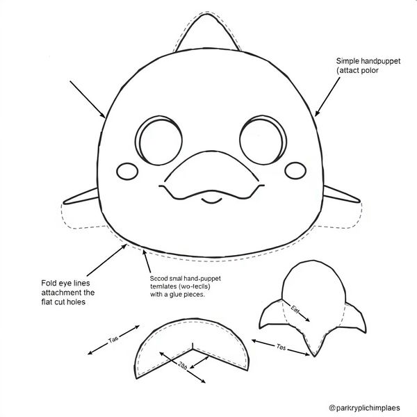 Szablon maski/wycinanki: Delfin