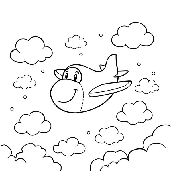 Kolorowanka: samolot i chmury