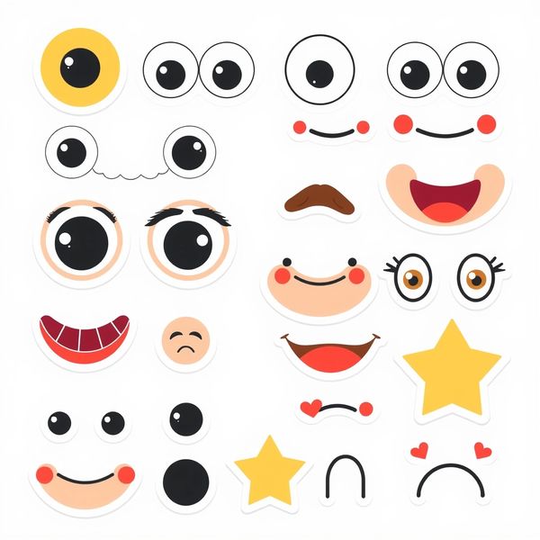 Arkusz naklejek — oczy i usta