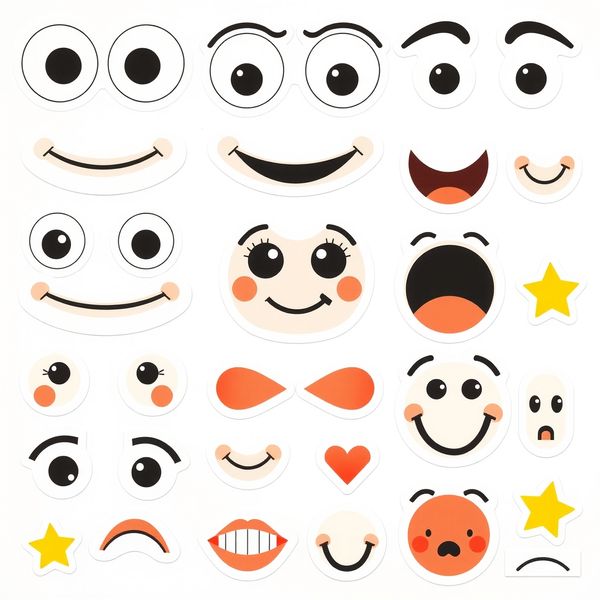 Arkusz naklejek — oczy i usta
