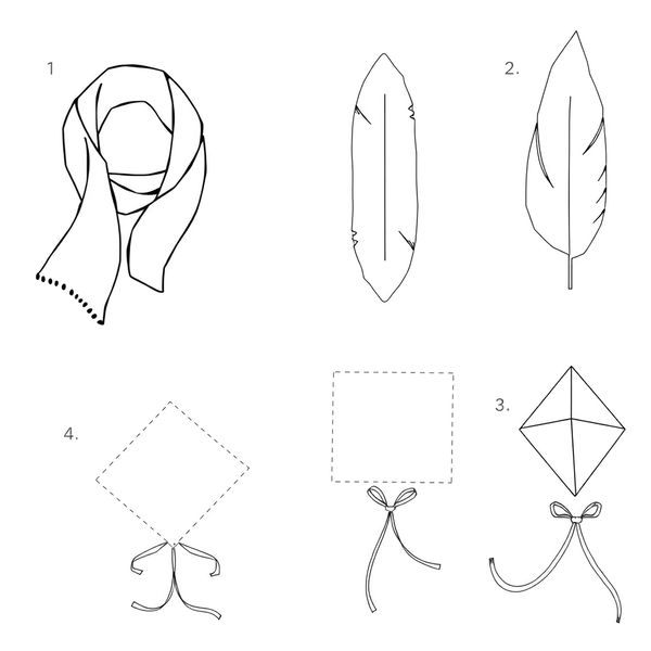 Szablony: chusteczki, piórka, latawiec — drukowalne