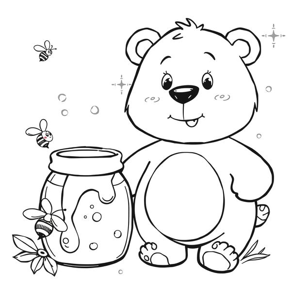 Kolorowanka: Miś i słoik miodu