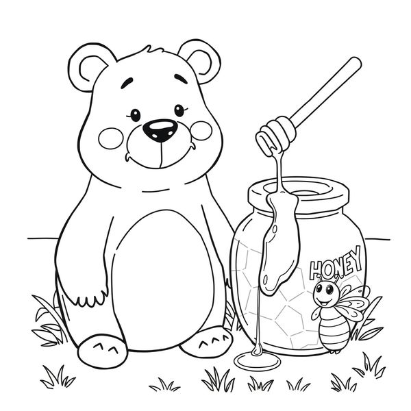 Kolorowanka: Miś i słoik miodu