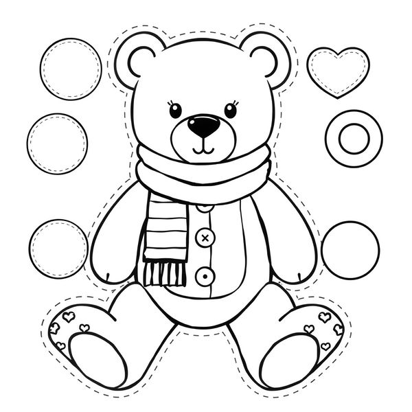 Szablon misia do ubierania (apaszki, guziki)