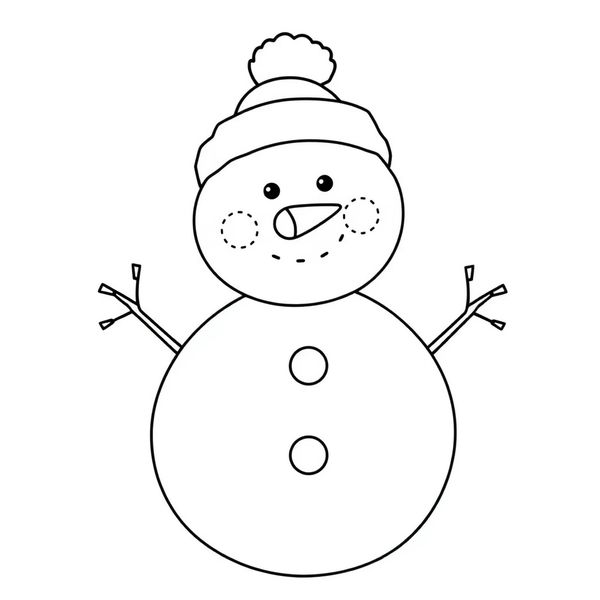 Kolorowanka — Bałwanek z waty (kontur)