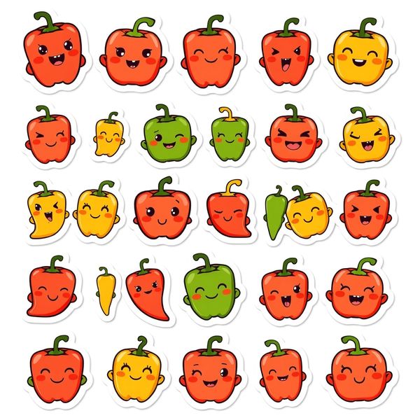 Arkusz naklejek / pieczątek papryczek