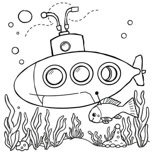 Kolorowanka - łódź podwodna (strona A4)