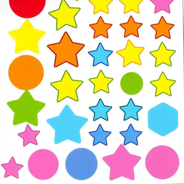 Arkusz naklejek: gwiazdki i kółka