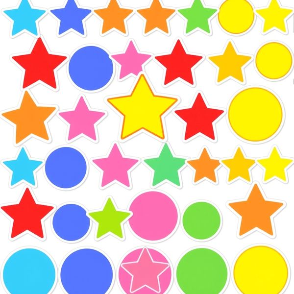 Arkusz naklejek: gwiazdki i kółka