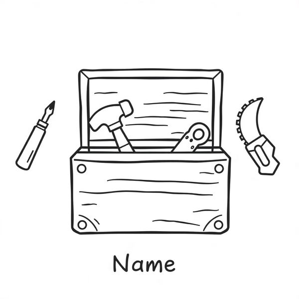 Kolorowanka: skrzynka z narzędziami