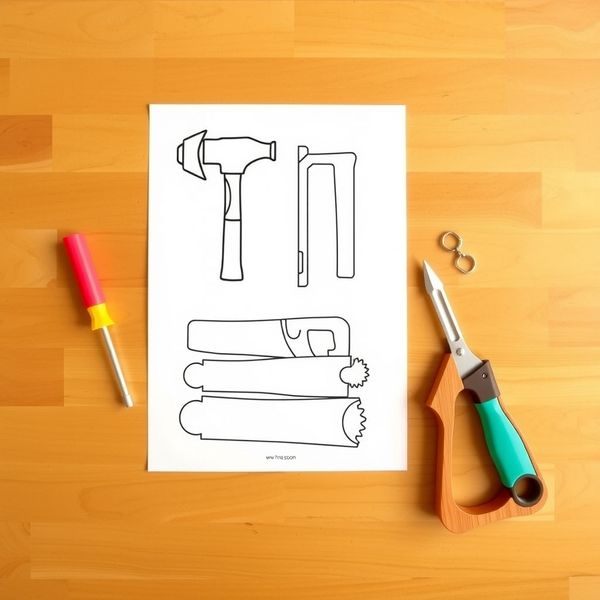 Szablony narzędzi (młotek, śrubokręt, piła)