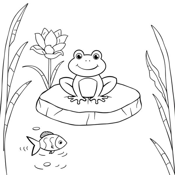 Kolorowanka — żabka na lilijce
