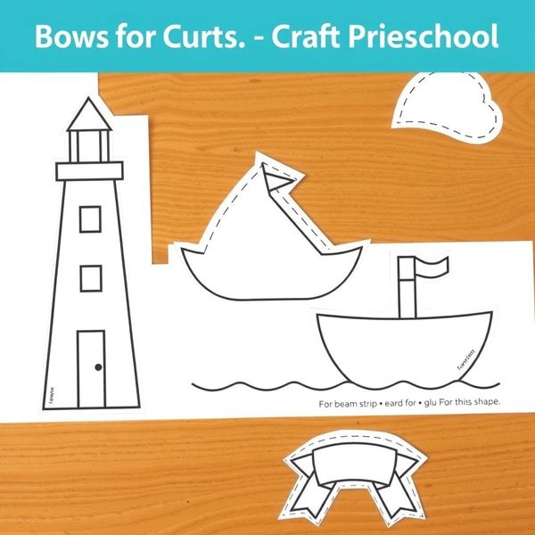 Szablony pomocnicze: elementy do wycięcia (latarnia, statek, fale)